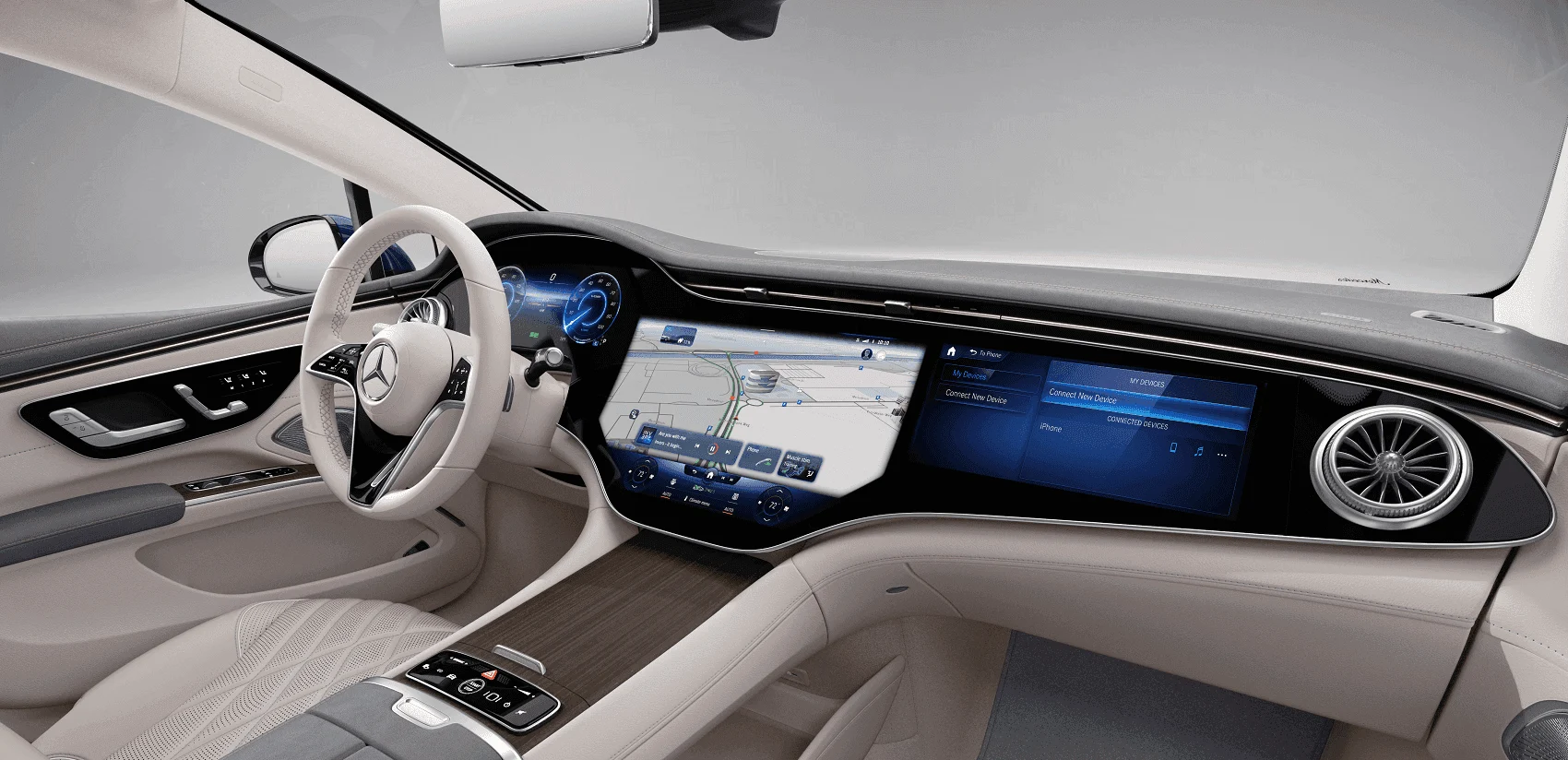 Mercedes-Benz EQS interior with MBUX Hyperscreen